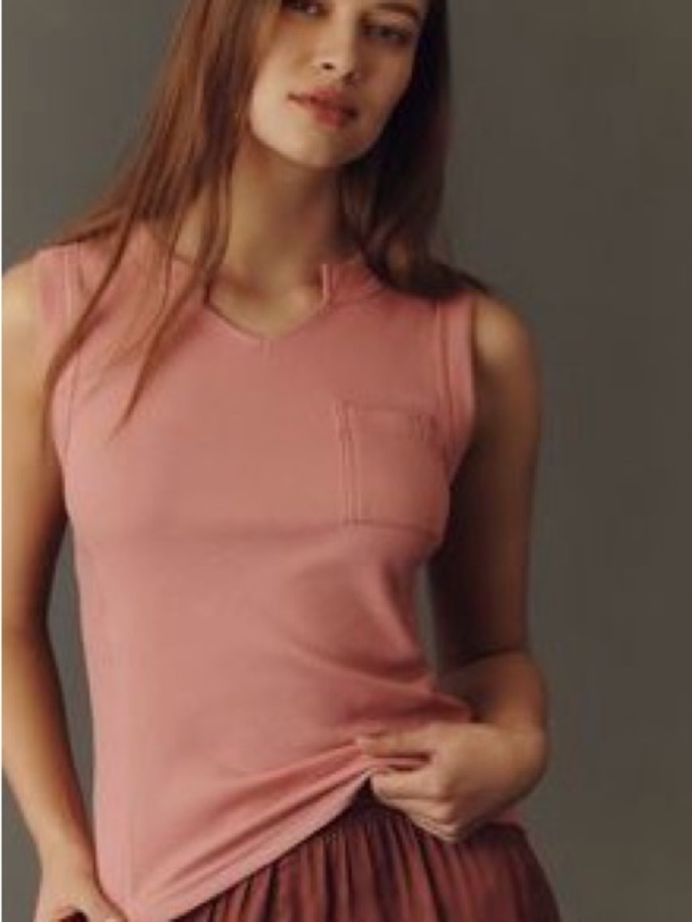 Pilcro Pink Sleeveless Pocket Tank